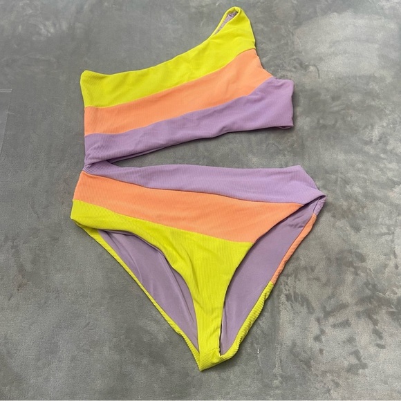 New! Beach Riot Joyce swimsuit purple colorblock 27714 - Picture 8 of 16